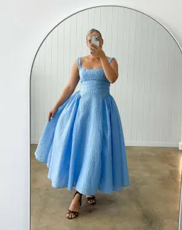 Rachel Gilbert Sophy Strap Midi Dress in Blue Size 4 / AU 14 for rent on The Volte - image 1