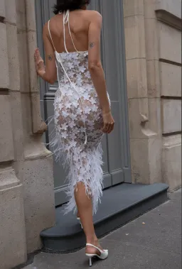 Roberta Einer Nadia Midi Dress Off White Size 8 for rent on The Volte - image 3