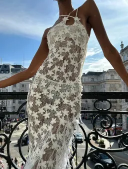 Roberta Einer Nadia Midi Dress Off White Size 8 for rent on The Volte - image 4