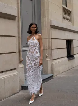 Roberta Einer Nadia Midi Dress Off White Size 8 for rent on The Volte - image 5