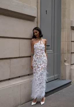 Roberta Einer Nadia Midi Dress Off White Size 8 for rent on The Volte - image 1