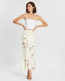 Shona Joy Horizon Ruched Bias Midi Skirt Print Size 8 for rent on The Volte - image 1