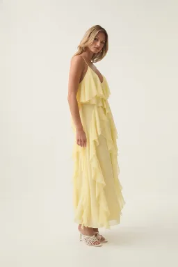 Aje Valentine Frill Maxi Dress in Acacia Yellow Size 8 for rent on The Volte - image 2