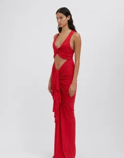 Christopher Esber Vivenda Drape Front Dress Watermelon Red Size 8 for rent on The Volte - image 2