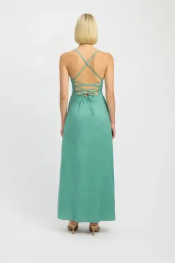 Kookai Palm Cross Back Dress Maxi Four Leaf Clover Green Size 6 for rent on The Volte - image 2