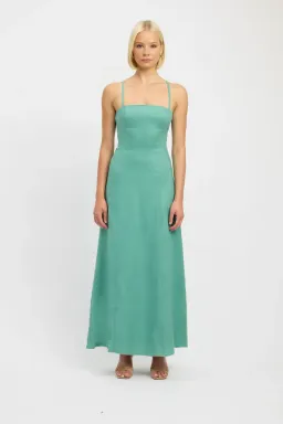 Kookai Palm Cross Back Dress Maxi Four Leaf Clover Green Size 6 for rent on The Volte - image 1