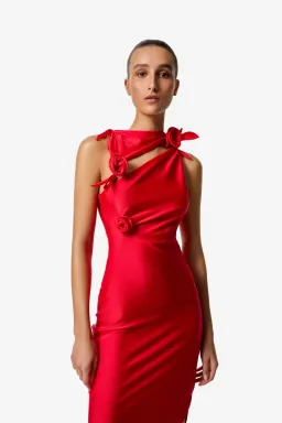 Coperni Asymmetric Flower Gown Red Size S / AU 8 for rent on The Volte - image 2