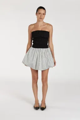 DISSH Stockholm Stripe Silk Blend Mini Dress Black/White Size 6 for rent on The Volte - image 1