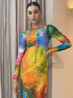 Alemais Irving Mesh Midi Dress in Multi Size 6 for rent on The Volte - image 3