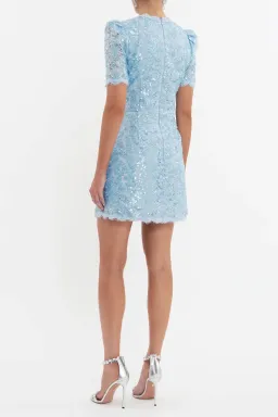 Rebecca Vallance Leyla Short Sleeve Mini Dress Blue Sequin Size 6 for rent on The Volte - image 3