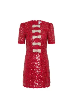 Rebecca Vallance Leyla Short Sleeve Mini Dress Red Sequin Size 12 for rent on The Volte - image 4