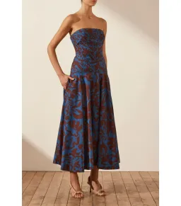 Shona Joy Cartia Strapless Pleated Midi Dress Print Size AU 8 for rent on The Volte - image 3