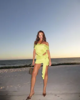 Asta Resort Chloe Top and Mini Skirt Set Chartreuse Size 6 for rent on The Volte - image 3