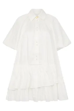 Aje Ambience Smock Mini Dress Ivory Size 6 for rent on The Volte - image 5