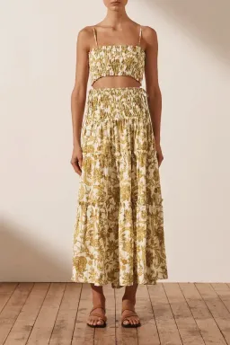 Shona Joy Saffron Shirred Bralette & Skirt Set Print Size 8 for rent on The Volte - image 1