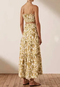 Shona Joy Saffron Shirred Bralette & Skirt Set Print Size 8 for rent on The Volte - image 2