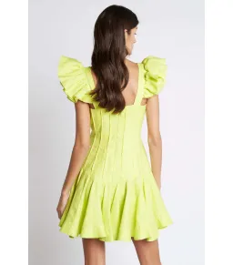 Aje Breathless Frill Sleeve Mini Dress Lime Green Size AU 6 for rent on The Volte - image 3