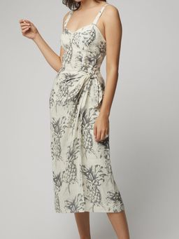 Zimmermann Wayfarer Printed Linen Wrap Dress in White Print Size 3 for rent on The Volte - image 2