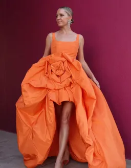 LEO LIN Illiana Rose Gown in Tangerine Size 10  for rent on The Volte - image 1