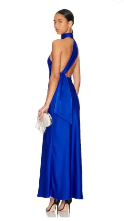 Misha Alastair Satin Gown Maxi Blue Size 8 for rent on The Volte - image 2