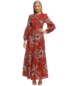 Zimmermann Juno Rosa Batik Linen Midi Dress Floral Size 1/ AU 10 for rent on The Volte - image 1