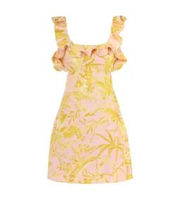 Zimmermann The Golden Ruffle Mini Dress in Pink/Gold Floral Size 2 / AU 12  for rent on The Volte - image 3