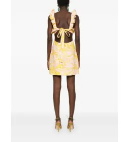 Zimmermann The Golden Ruffle Mini Dress in Pink/Gold Floral Size 2 / AU 12  for rent on The Volte - image 2