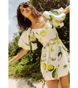 Aje Zest Mini Dress Tropical Lime Print Size AU 8 for rent on The Volte - image 3