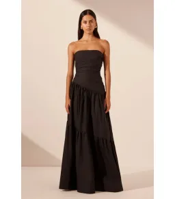 Shona Joy Maiori Strapless Tiered Maxi Dress Black Size AU 10 for rent on The Volte - image 1
