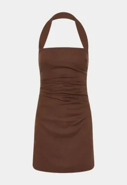 Sir The Label Noemi Halter Mini Dress Chocolate Brown Size 2 / AU 10 for rent on The Volte - image 7