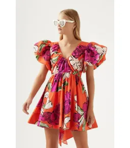 Aje Gretta Bow Back Mini Dress Vivid Camellia Size AU 8 for rent on The Volte - image 2