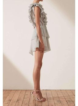 Shona Joy Rye Ruffle Drawstring Mini Dress Blue Size 6 for rent on The Volte - image 2