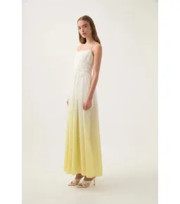 Aje Acapella Ruched Midi Dress Sunrise Ombre Size AU 8 for rent on The Volte - image 3