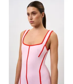 By Johnny Belle Contrast Pipe Knit Dress Pink Red Size AU 10  for rent on The Volte - image 4