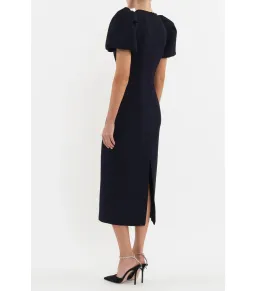 Rebecca Vallance Eliana Puff Sleeve Midi Dress Black Size AU 12  for rent on The Volte - image 4
