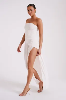 Meshki Bex Strapless Slinky Maxi Dress With Split Ivory White Size XS / AU 6 for rent on The Volte - image 2