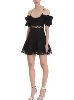 Zimmermann Melody Off Shoulder Linen And Cotton Blend Mini Dress Black Size 1 / AU 10 for rent on The Volte - image 4