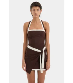 Sir the Label Jacques Mini Dress Chocolate Brown Size AU 12 for rent on The Volte - image 2