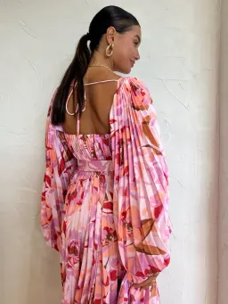 Acler Lothair Midi Dress In Peony Harvest Size 6  for rent on The Volte - image 4