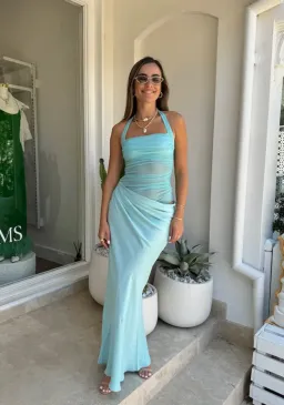 Benni Gina Halter Dress Aquamarine Size 8 for rent on The Volte - image 1