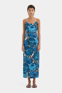 Sir the Label Camellia Midi Dress Blue Flora Print Size 2 (AU 10) for rent on The Volte - image 1