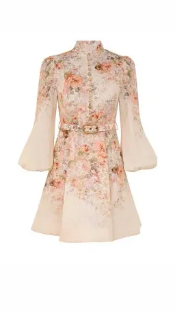 Zimmermann The Illustration Buttoned Mini Dress in Cream Rococo Floral Size 3 / AU 14 for rent on The Volte - image 5