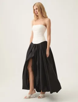 Aje Violette Bubble Hem Maxi Dress Ivory/Black Size 4 for rent on The Volte - image 2