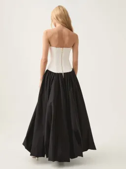 Aje Violette Bubble Hem Maxi Dress Ivory/Black Size 4 for rent on The Volte - image 3
