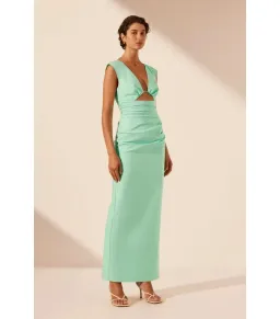 Shona Joy Lani Plunged Cut Out Maxi Dress in Aqua Size AU 14  for rent on The Volte - image 2