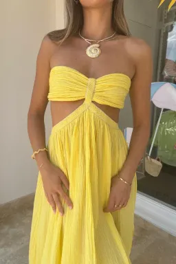 D'Artemide Chloe Strapless Cotton Dress Yellow One Size  for rent on The Volte - image 3