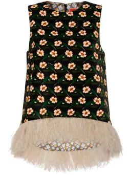 La Double J La Scala Top Mayfair Black in Cotton Velvet With Feathers Size XS / AU 6 for rent on The Volte - image 3