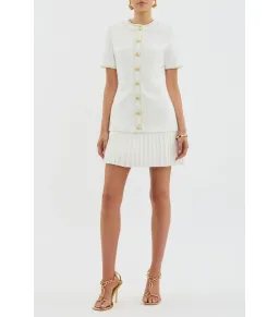 Rebecca Vallance The Clarisse Button Mini Dress White Size AU 10  for rent on The Volte - image 1