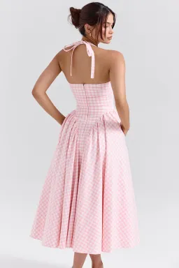 House of CB Marilyn Gingham Halter Midi Sundress Strawberry Shortcake Size S / AU 8 for rent on The Volte - image 2