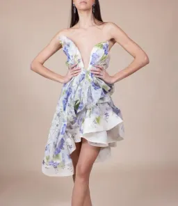 Zimmermann Natura Draped Mini Dress Blue Floral Size 0 / AU 8 for rent on The Volte - image 8